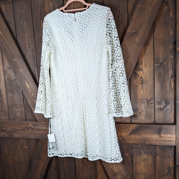Karl Lagerfeld Paris White Bell Sleeve Eyelet Lace Dress New With Tags SIze 8 - Picture 10 of 14